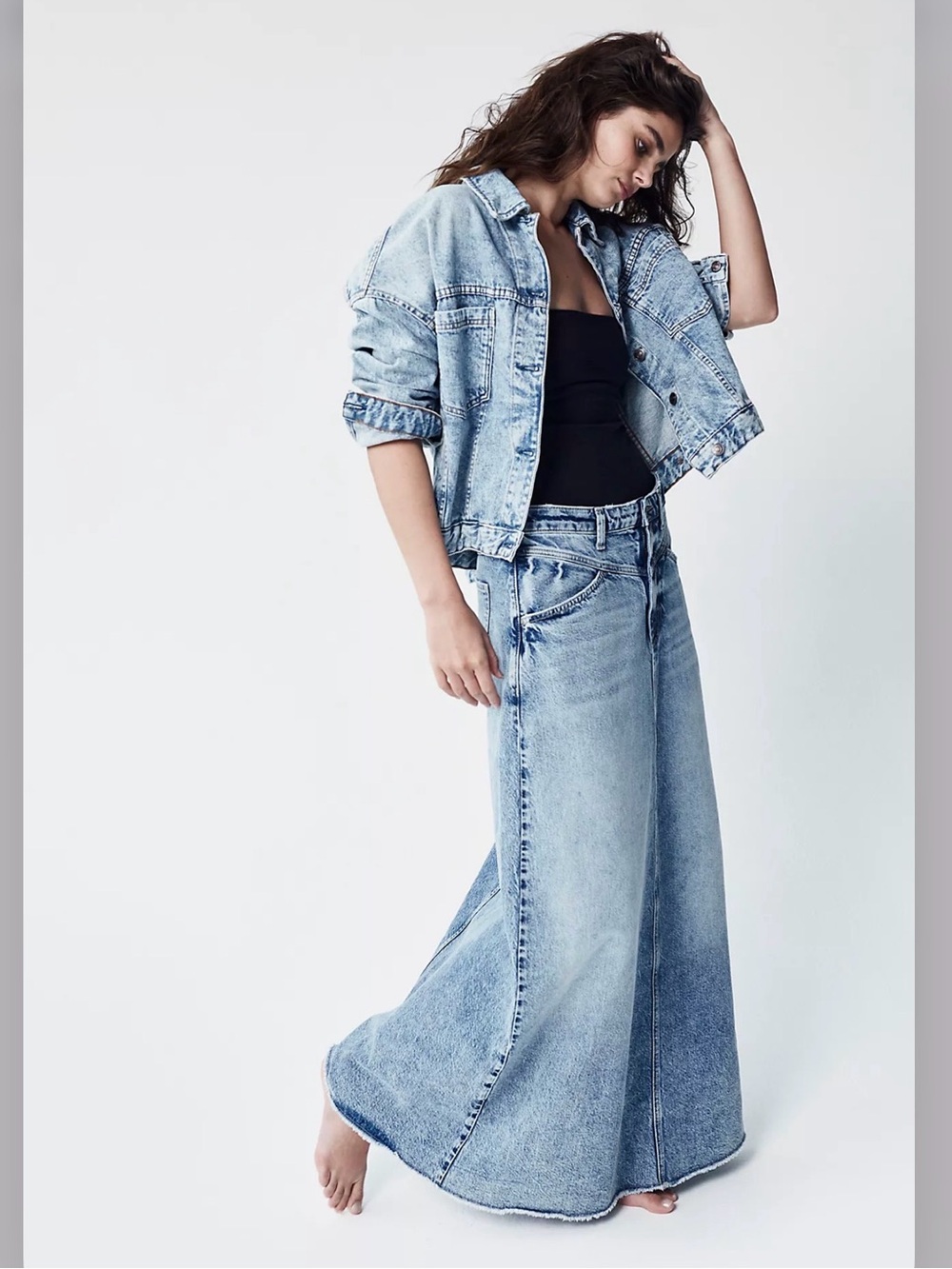 FREE PEOPLE We The Free Come As You Are Denim Maxi Skirt - Picture 4 of 7